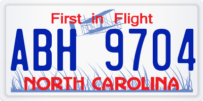 NC license plate ABH9704