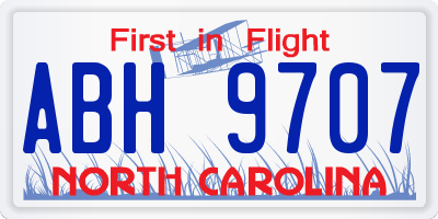 NC license plate ABH9707