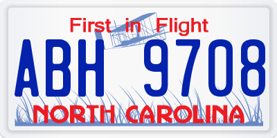 NC license plate ABH9708