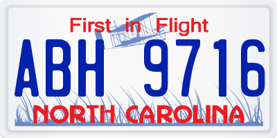 NC license plate ABH9716