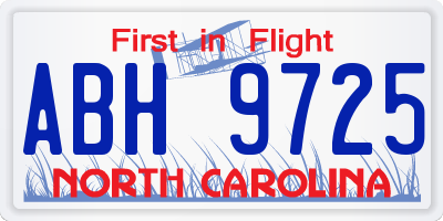 NC license plate ABH9725