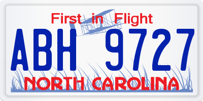 NC license plate ABH9727