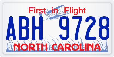 NC license plate ABH9728