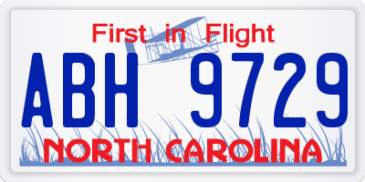 NC license plate ABH9729