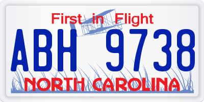 NC license plate ABH9738
