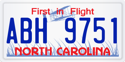 NC license plate ABH9751