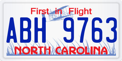 NC license plate ABH9763