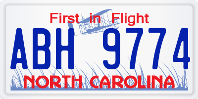 NC license plate ABH9774