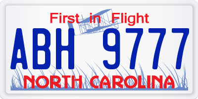 NC license plate ABH9777