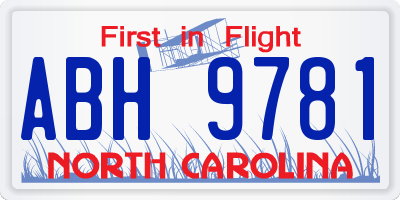 NC license plate ABH9781