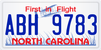 NC license plate ABH9783