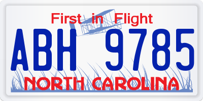 NC license plate ABH9785
