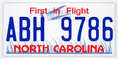 NC license plate ABH9786