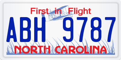 NC license plate ABH9787