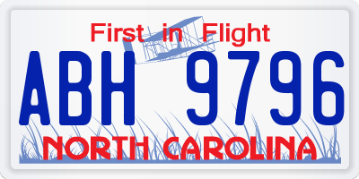 NC license plate ABH9796