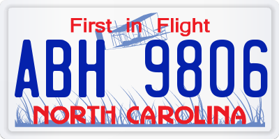 NC license plate ABH9806