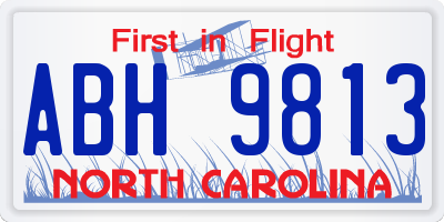 NC license plate ABH9813