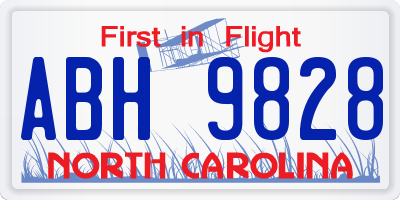 NC license plate ABH9828