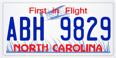NC license plate ABH9829