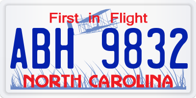 NC license plate ABH9832