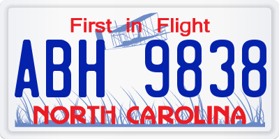 NC license plate ABH9838