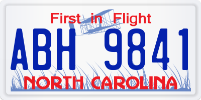NC license plate ABH9841