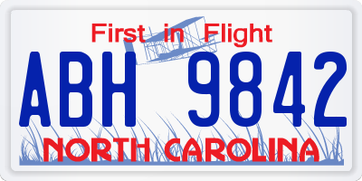 NC license plate ABH9842