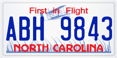 NC license plate ABH9843
