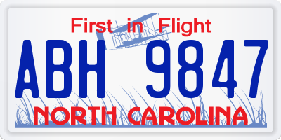 NC license plate ABH9847