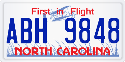 NC license plate ABH9848