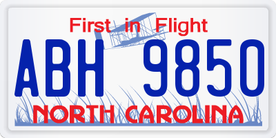 NC license plate ABH9850