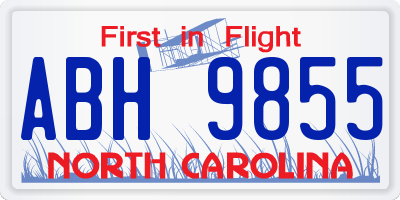 NC license plate ABH9855