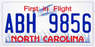 NC license plate ABH9856