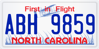NC license plate ABH9859