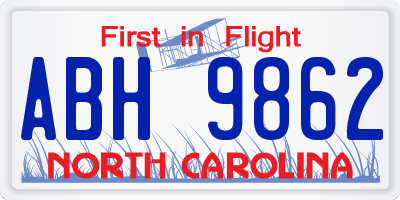 NC license plate ABH9862
