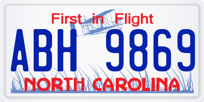 NC license plate ABH9869