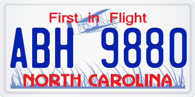 NC license plate ABH9880
