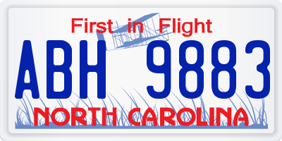 NC license plate ABH9883