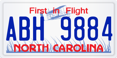 NC license plate ABH9884