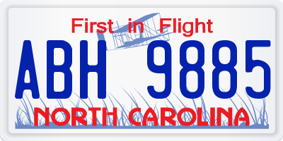 NC license plate ABH9885