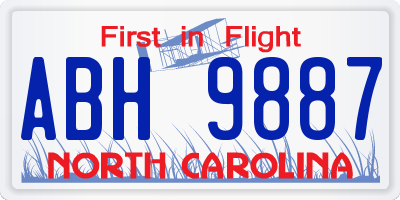 NC license plate ABH9887
