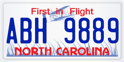 NC license plate ABH9889