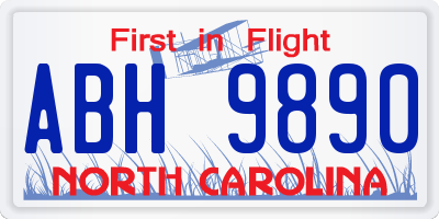 NC license plate ABH9890