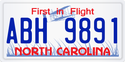 NC license plate ABH9891