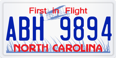 NC license plate ABH9894