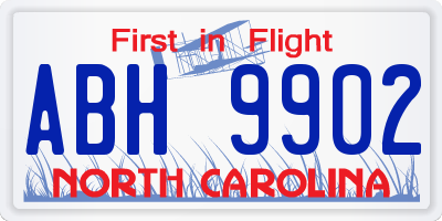 NC license plate ABH9902