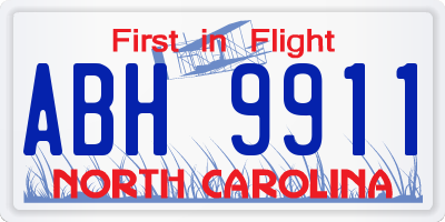 NC license plate ABH9911