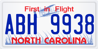 NC license plate ABH9938