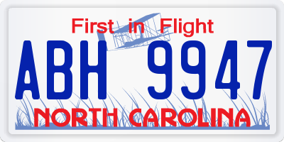 NC license plate ABH9947