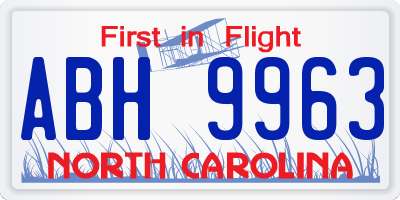 NC license plate ABH9963